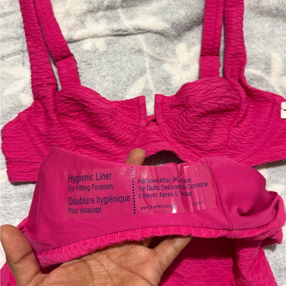 Victoria's Secret Fuchsia Textured High-Waist Bikini Set - Picture 3 of 4